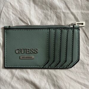 Guess Olive Card Holder with Silver Accents